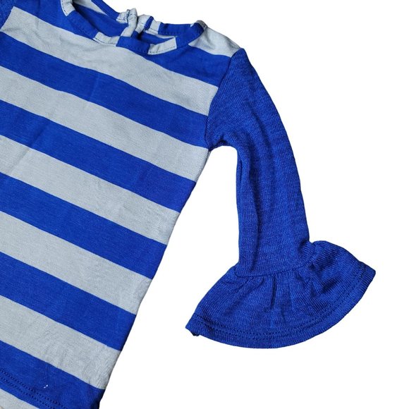 Persnickety NWT blue gray striped ruffle bell long sleeve shirt size 6-12 months - Picture 4 of 4